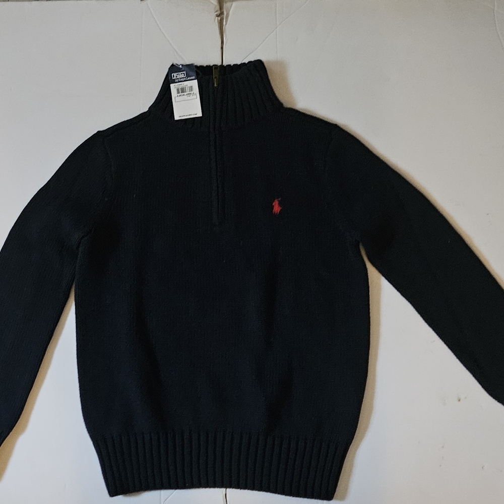Kids Navy Blur Half Ziper  Sweater